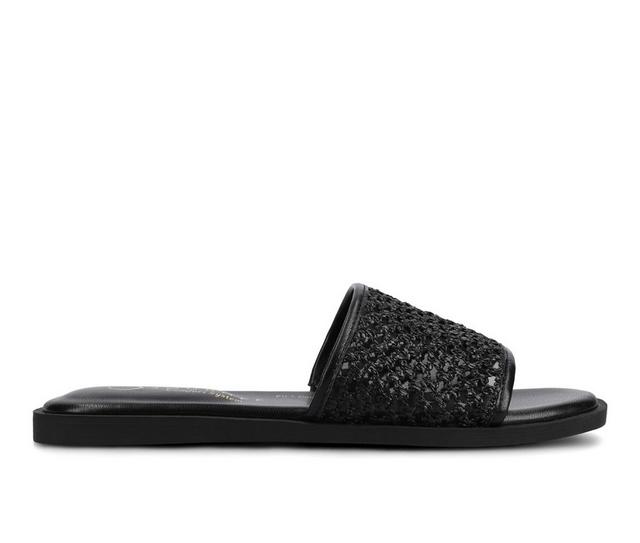 Women's Journee Collection Prisilla Sandals in Black Fabric color