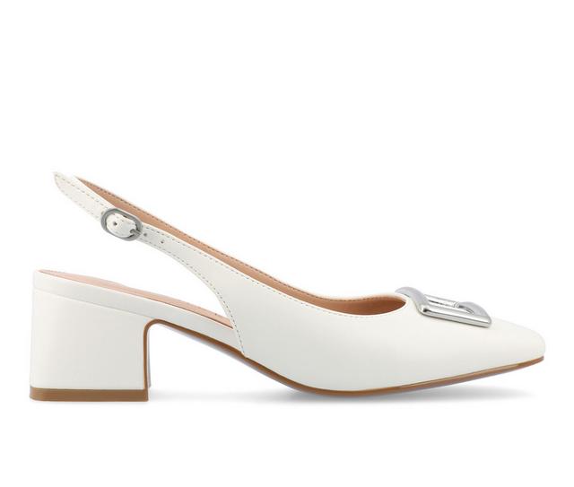 Women's Journee Collection Everlee Slingback Pumps in White color
