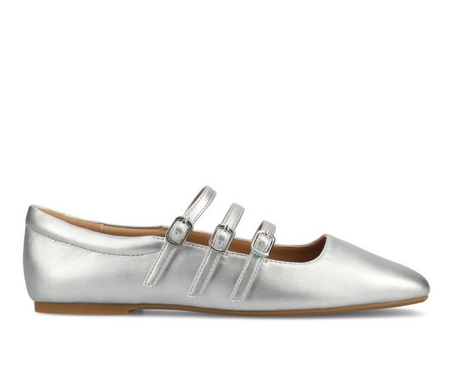 Women's Journee Collection Darlin Mary Jane Flats in Silver color