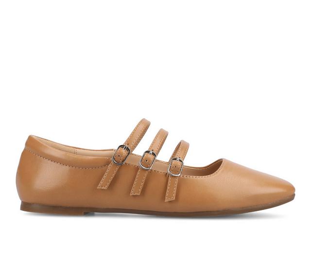 Women's Journee Collection Darlin Mary Jane Flats in Tan color