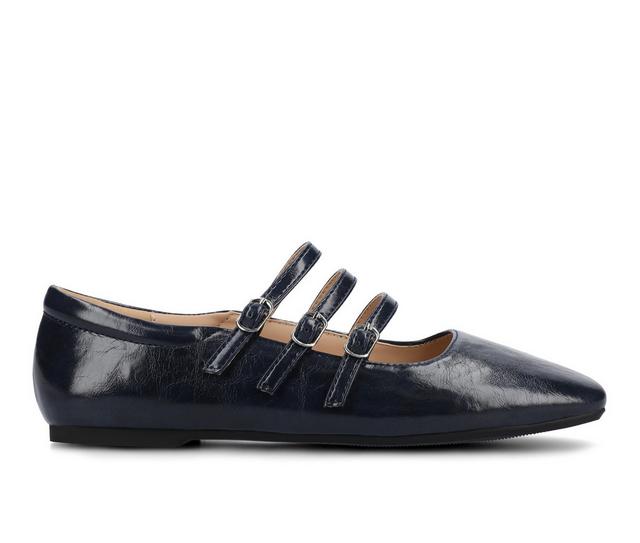Women's Journee Collection Darlin Mary Jane Flats in Crinkle/Navy color