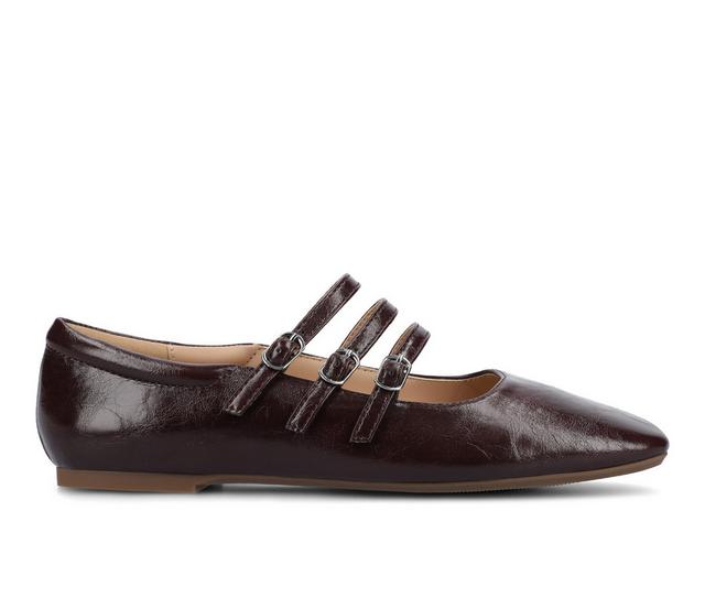 Women's Journee Collection Darlin Mary Jane Flats in Crinkle/Oxblood color