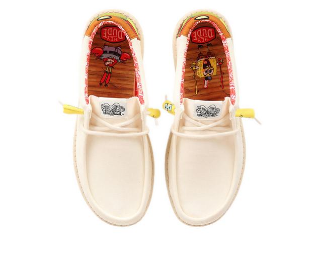 Men's HEYDUDE Wally Spongebob Krabby Patty Casual Shoes in Cream/Brown color