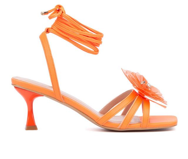 Women's Fashion to Figure Blossom Dress Sandals in Neon Orange W color