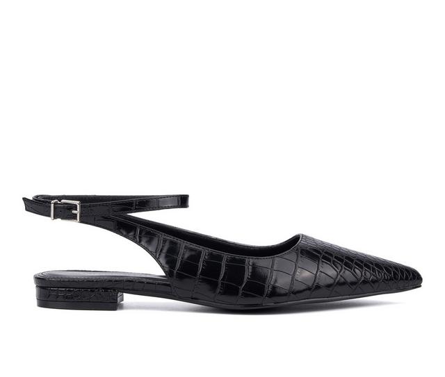 Women's Fashion to Figure Bevelyn Slingback Flats in Black Wide color