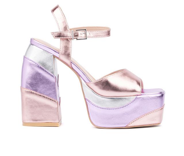 Women's Fashion to Figure Imogen Platform Dress Sandals in Lavender Wide color