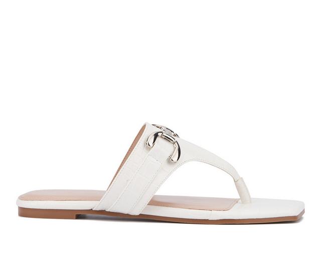 Women's Fashion to Figure Saralyn Flip-Flops in White Croc W color