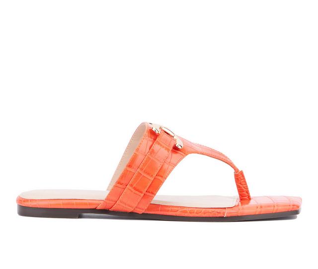 Women's Fashion to Figure Saralyn Flip-Flops in Orange Croc W color