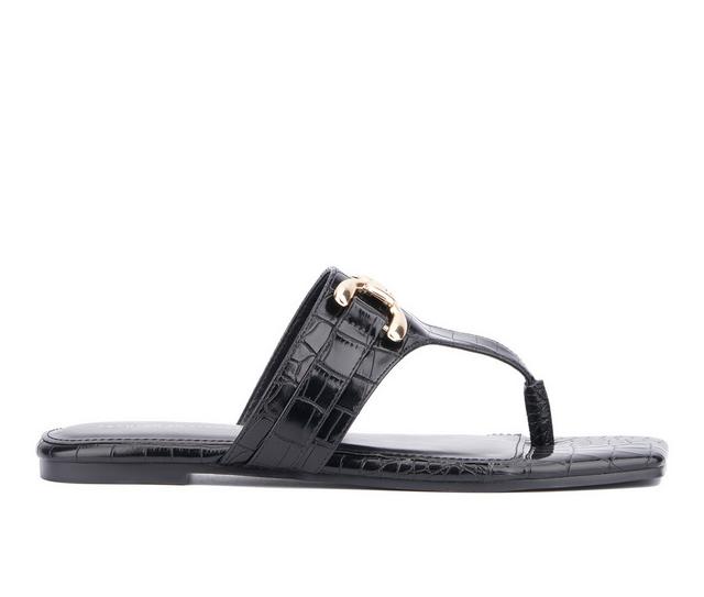 Women's Fashion to Figure Saralyn Flip-Flops in Black Croc W color