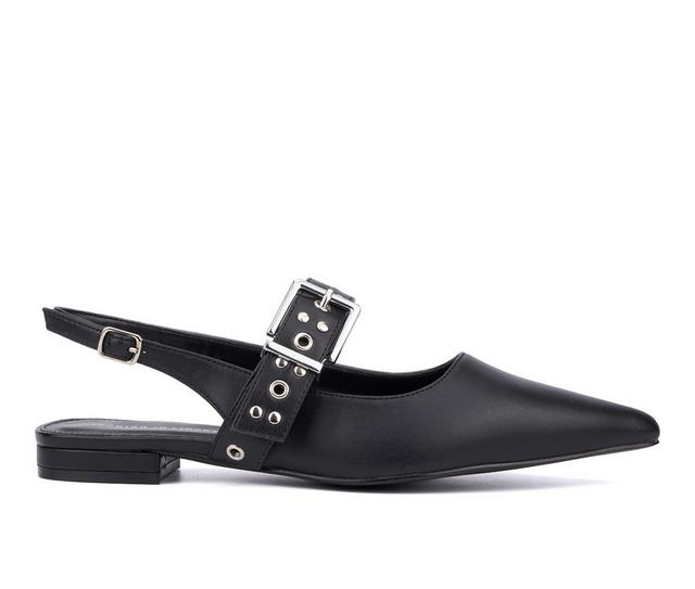 Women's Fashion to Figure Bea Slingback Flats in Black Wide color