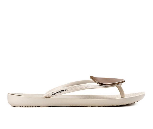 Women's Ipanema Wave Heart Flip-Flops in Beige color