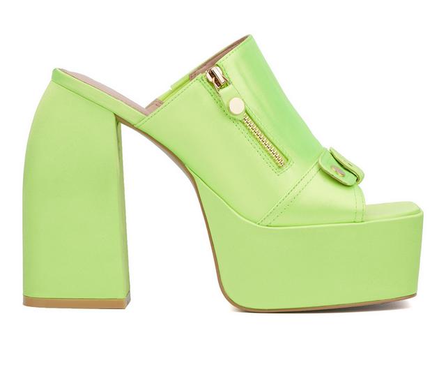 Women's Fashion to Figure Icelynn Platform Dress Sandals in Neon Green Wide color