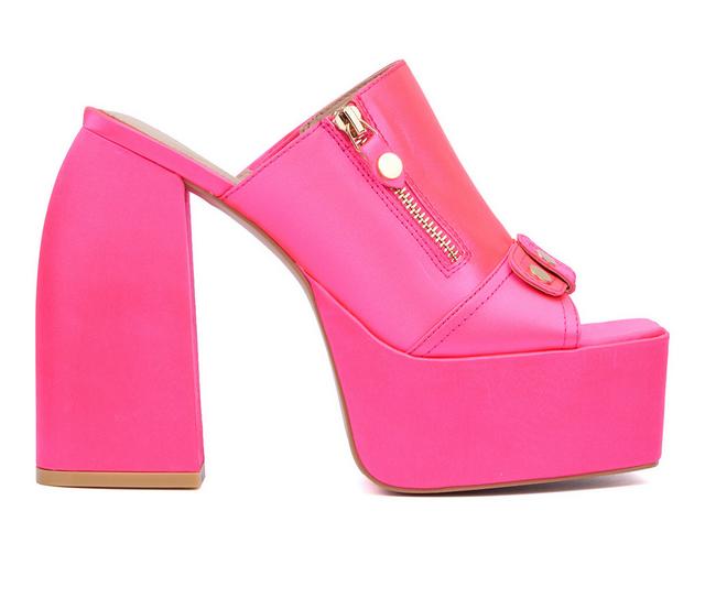 Women's Fashion to Figure Icelynn Platform Dress Sandals in Neon Pink Wide color