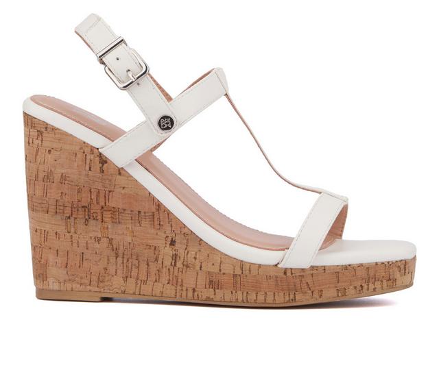 Women's New York and Company Aimee Wedge Sandals in White color