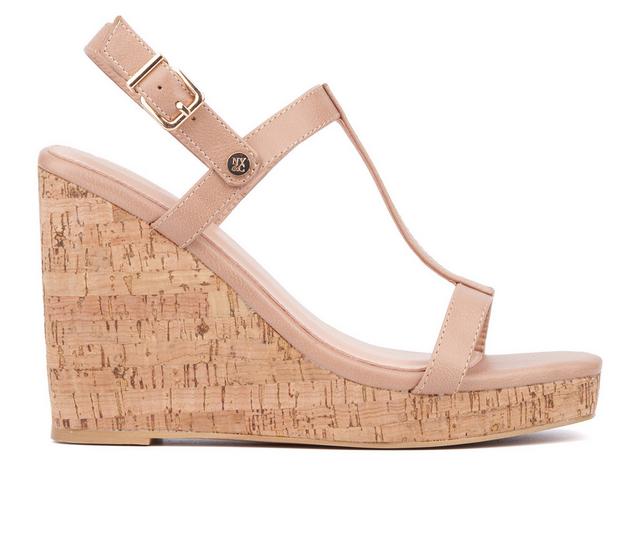 Women's New York and Company Aimee Wedge Sandals in Nude color