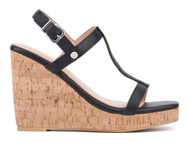 Women's New York and Company Aimee Wedge Sandals in Black color