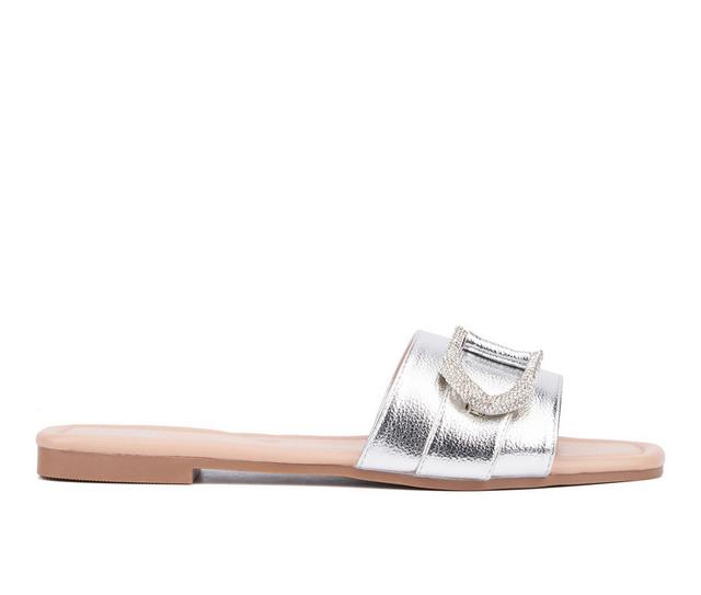 Women's New York and Company Nadira Sandals in Silver color