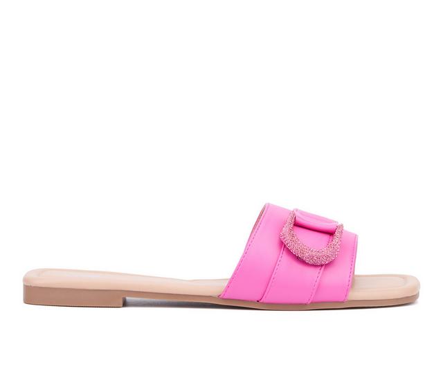 Women's New York and Company Nadira Sandals in Hot Pink color