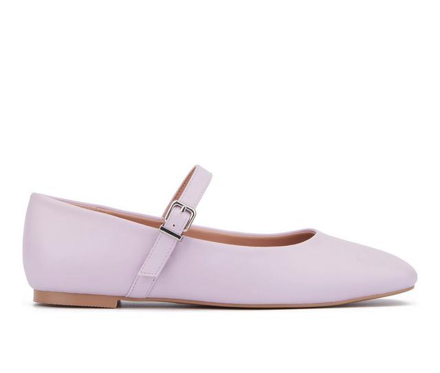 Women's New York and Company Page Mary Jane Flats in Lilac color