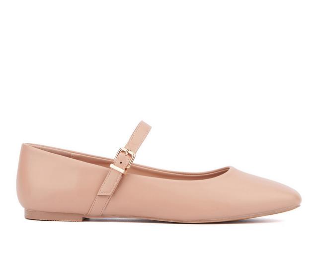 Women's New York and Company Page Mary Jane Flats in Nude color