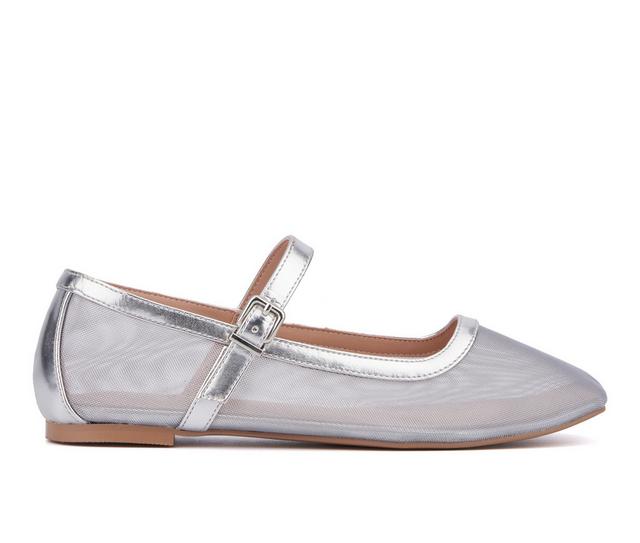 Women's New York and Company Page 2 Mary Jane Flats in Silver color