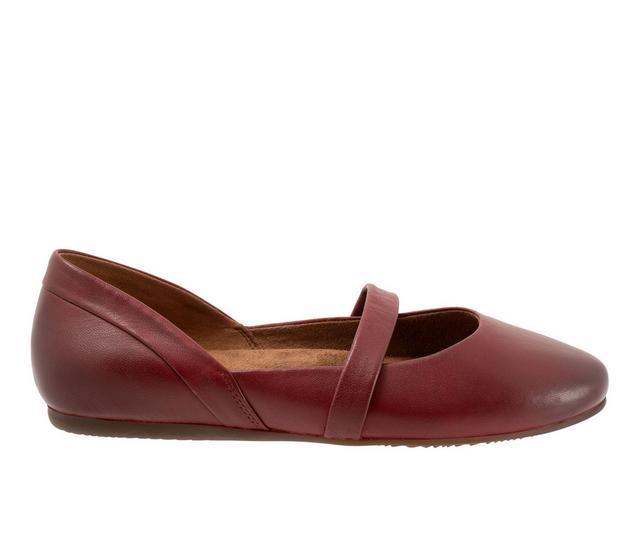 Women's Softwalk Samara Flats in Dark Red color