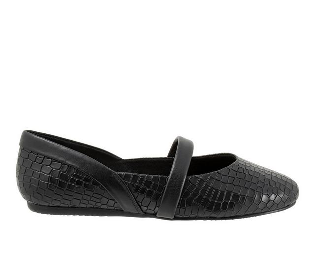 Women's Softwalk Samara Flats in Black Croco color