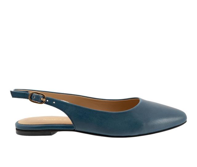 Women's Trotters Evelyn Slingback Flats in Blue color