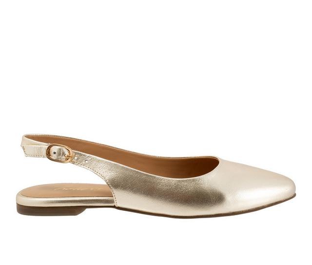 Women's Trotters Evelyn Slingback Flats in Champagne color