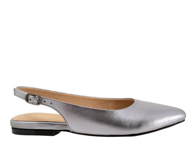 Women's Trotters Evelyn Slingback Flats in Pewter color