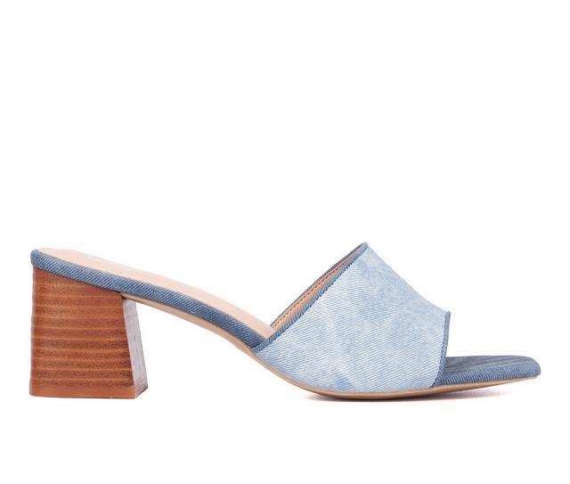 Women's New York and Company Felice Dress Sandals in Blue Combo color