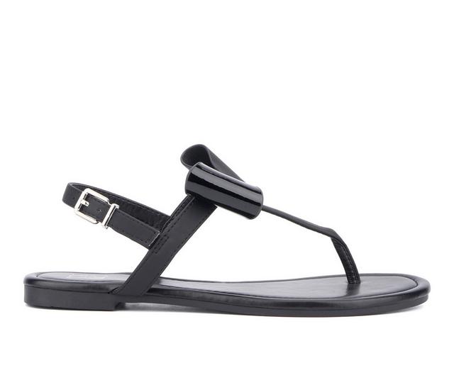 Women's New York and Company Abril Flip-Flops in Black Combo color