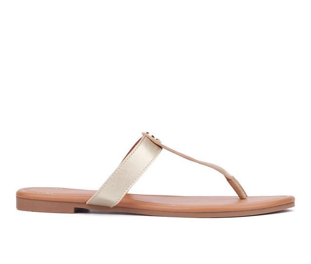 Women's New York and Company Adonia Flip-Flops in Gold color