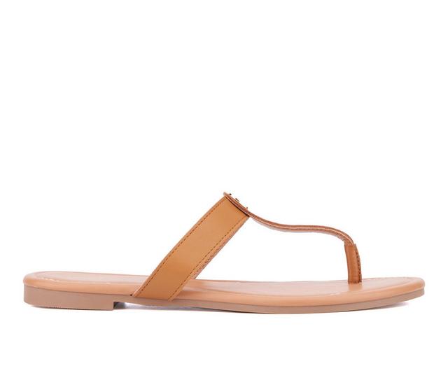 Women's New York and Company Adonia Flip-Flops in Cognac color