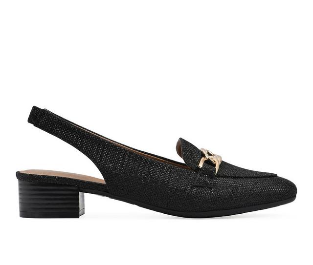 Women's White Mountain Boreal Slingback Loafers in Black/Glitter color