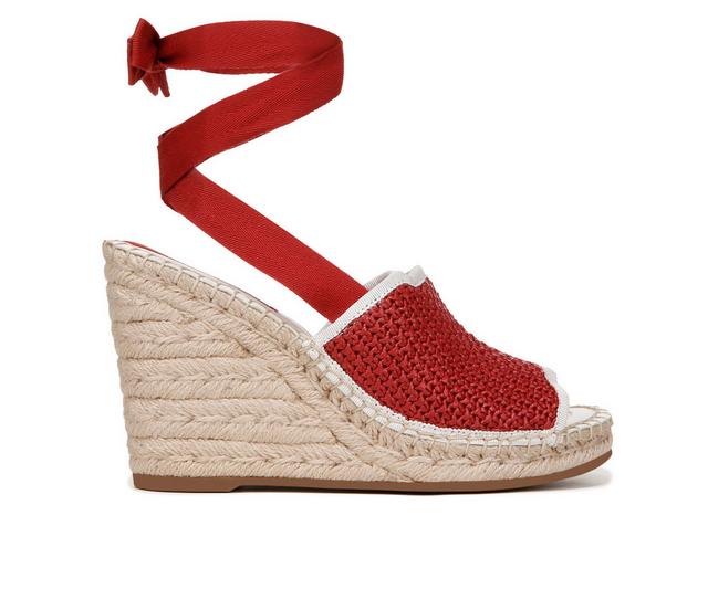 Women's Franco Sarto Sierra Espadrille Wedge Sandals in Cherry Red Raff color