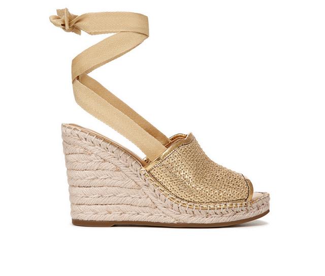 Women's Franco Sarto Sierra Espadrille Wedge Sandals in Gold Raffia color