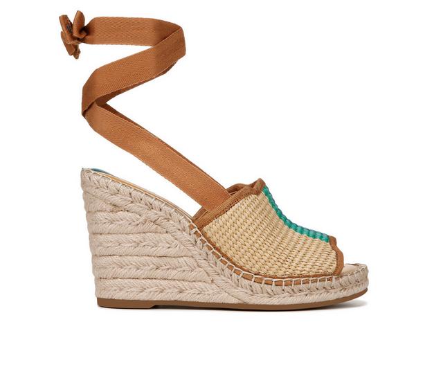 Women's Franco Sarto Sierra Espadrille Wedge Sandals in Green/Beige Raf color