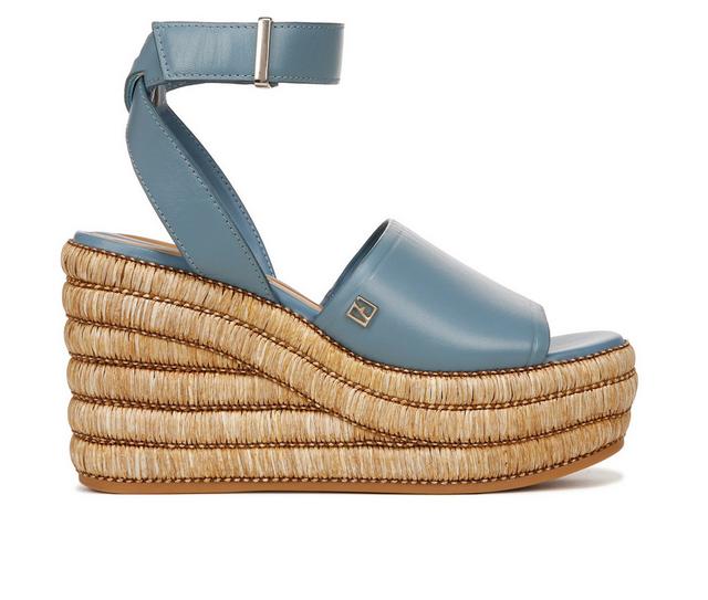 Women's Franco Sarto Toni Platform Wedge Sandals in Denim Blue color
