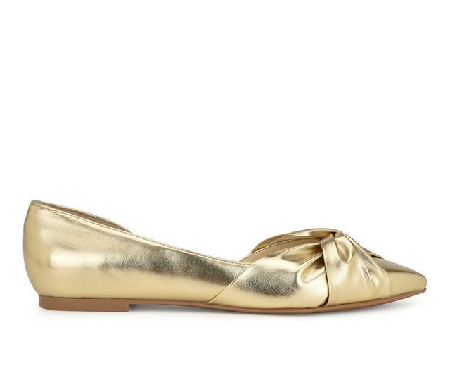 Women's Nine West Briane D'Orsay Flats in Gold color