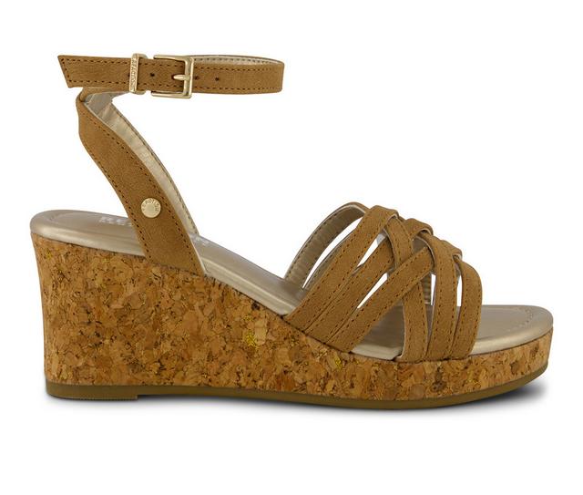 Girls' Kenneth Cole Little & Big Kid Anastasia Bella Wedge Sandals in Cognac color