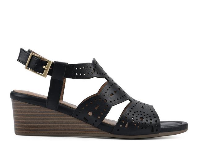 Women's White Mountain Brush Up Wedge Sandals in Black color