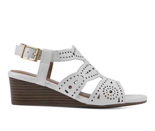 Women's White Mountain Brush Up Wedge Sandals in White color