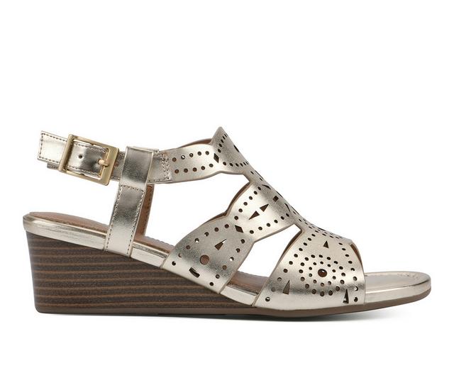 Women's White Mountain Brush Up Wedge Sandals in Gold/Metallic color