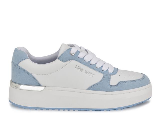 Women's Nine West Calpha Sneakers in White/Lt Blue color