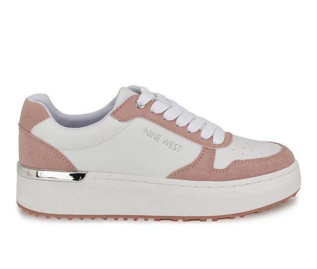 Women's Nine West Calpha Sneakers in White/Lt Pink color