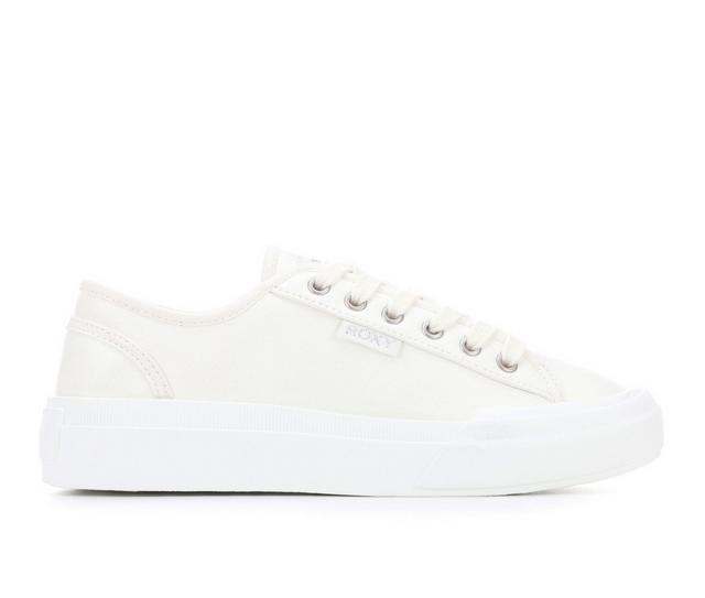 Women's Roxy Marina Lace-Up Sneakers in Bright White color