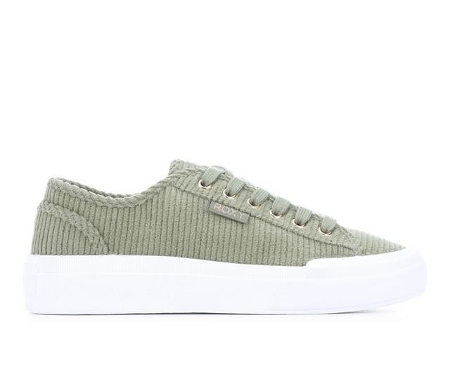 Women's Roxy Marina Lace-Up Sneakers in Oil Green color