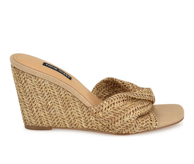 Women's Nine West Nikhil Wedge Sandals in Medium Natural color