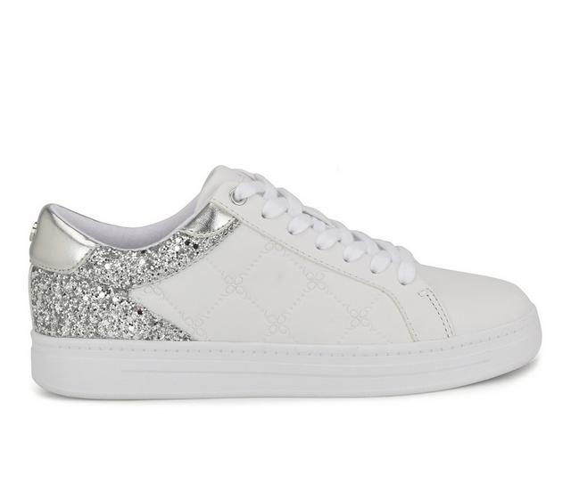 Women's Nine West Paulete Fashion Sneakers in White/Silver color
